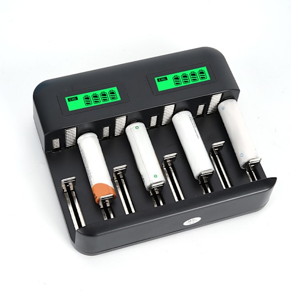 LCD Universal Batteriladdare, Universal Laddare för AA/LR6, AAA/LR3, C/R14, D/R20 Ni-MH Uppladdningsbara Batterier med Typ C Micro USB Ingång, Laddare