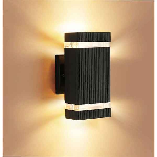 Udendørs/indendørs LED-væglampe, 12W IP65 Vandtæt Pared Op og Ned Væglampe -Versailles, 3000K Varm Hvid Sort Apliques Pared Ideel til Have,