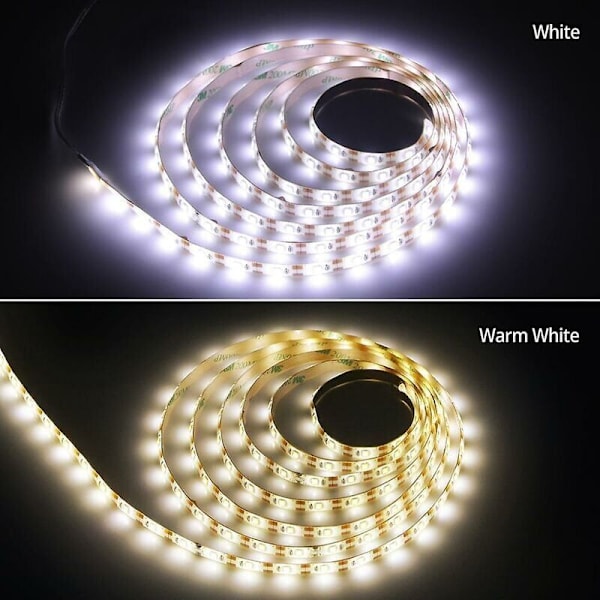 LED strip på 1 meter med bevægelsessensor. Varmt lys på 3000k, IP65 forsegling, genopladeligt batteri via USB. LED LED Sticker til soveværelse, stue, køk