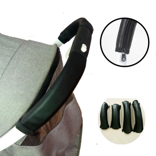 Stroller handle cover PU leather protector (black), stroller accessories, pram armrest handle protector