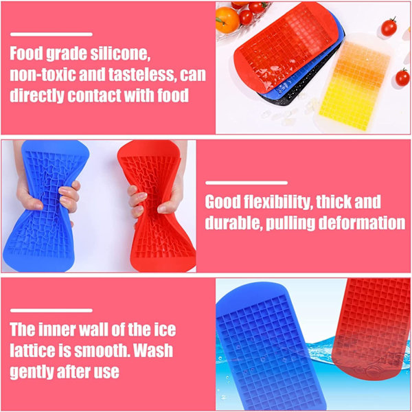 Mini Ice Cube Trays 4 Pcs Ice Cube Shape Stackable Ice Cube Tray Silicone 160 Grid Home Kitchen Bar Party Drinks Red Blue Black White