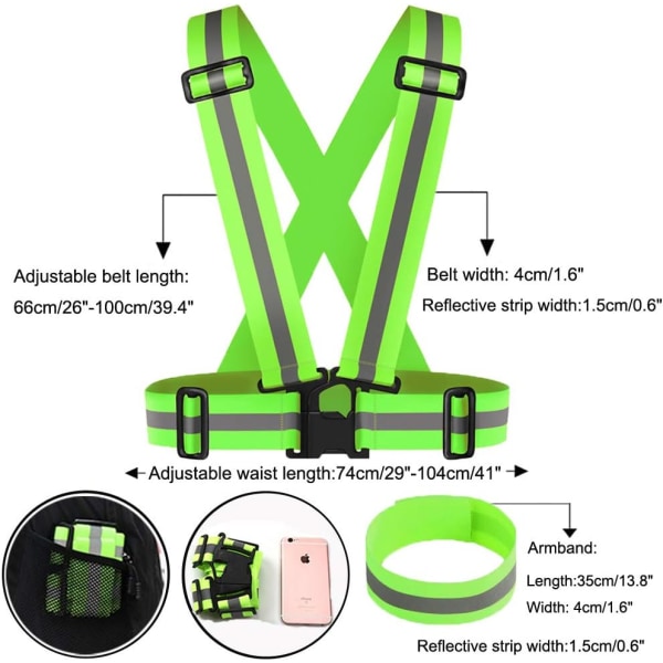 1 Kpl Turvallisuuskeltainen Liivi Säädettävä Elastinen Heijastava Nauha Liimakeltainen Liivit Aikuisten 2 Kpl Turvallisuusvarsinauha Lapselle Naisille Pyöräilijälle Juoksulle