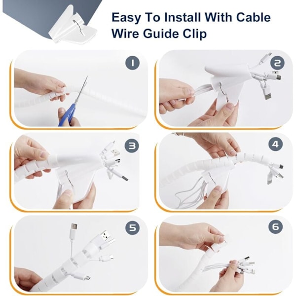 Kabelstyringssystem, 22mm3m spiral Kabel Kabel kabler kabel, DIY Fleksibel kabel kabel til hjemmekontor PC TV Organizer (∅0.87 \")