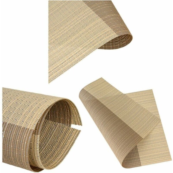 Pöytätabletit Pöytätabletit Pöytätabletit Liukumattomat Pestävät PVC Pöytätabletit 30 x 45 cm, Lämmönkestävät Jäykät Tahroja Hylkivät 6 kpl:n setti (Beige)