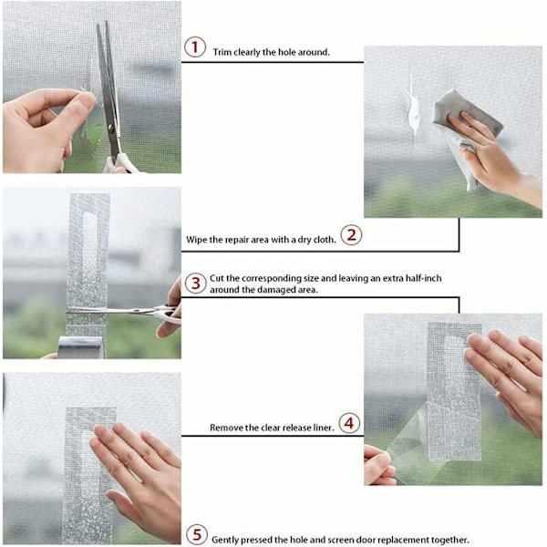 (Svart) 5cm x 200cm vindusreparasjon og myggnett, myggnettingtape for vinduer, glassfiberstoffbånd med vannavstøtende lim