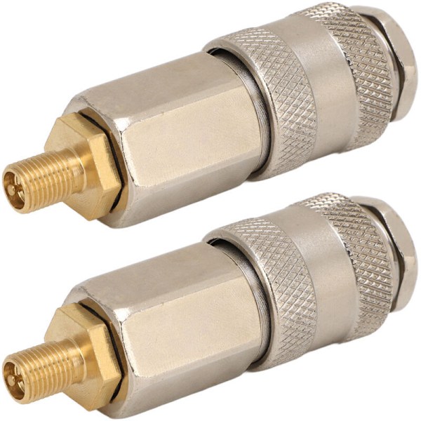 Bärbara Luftkompressor Adaptrar, Kraftigt Stål Hane Gänga till Ventil, 3 i 1 Snabbkoppling för Däckpump, 2-pack