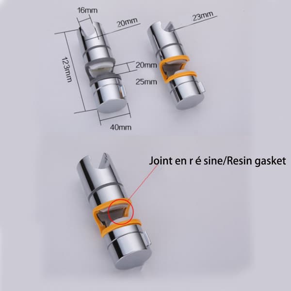 Utskiftbar håndholdt dusjholder, dusjhodeholder, 22-25 mm justerbar diameter, krom ABS (grå)