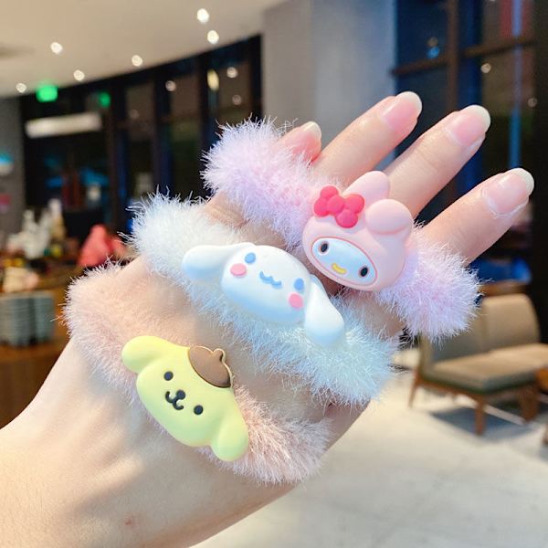 3 kpl Sanrio kanelirullat musta kauneus uusi e plushi hiusrengas yksinkertainen