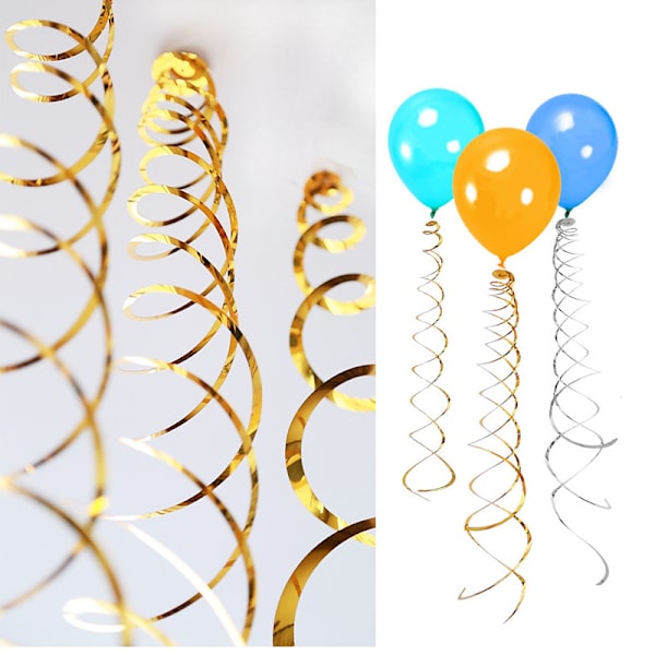 Gull hengende virveldekorasjoner i plast, flagrende festdekorasjoner i spiral for tak, bryllup, babyshower, bursdagsfester