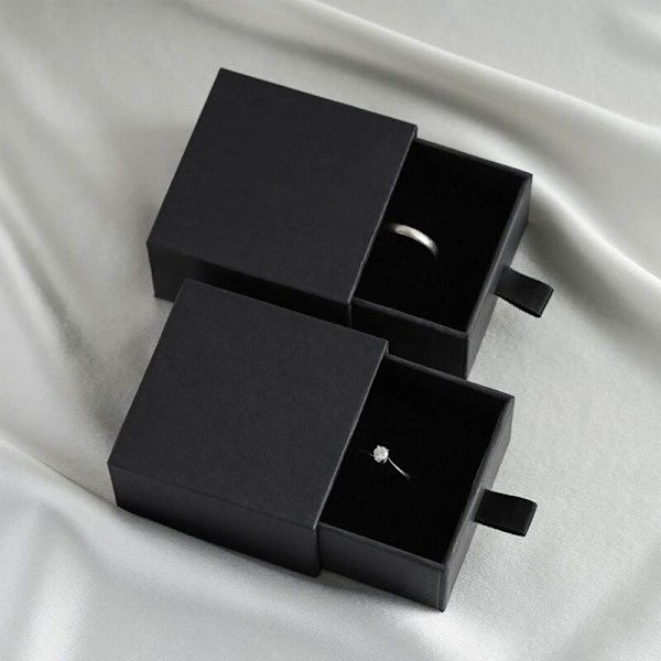 2 stycken smyckespresentförpackning smyckesdisplayfodral presentaskar 9 9 9 1,7 cm / 3,5 0,6 tum Liten presentask kragöglor förvaring förvaring-svart