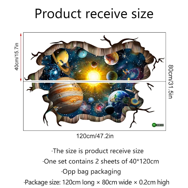 3D-planetväggdekaler, kosmiska galaxväggdekaler för barnrum, yttre rymdväggdekaler för barnrum, stjärnor och solsystemväggdekor för , sovrum