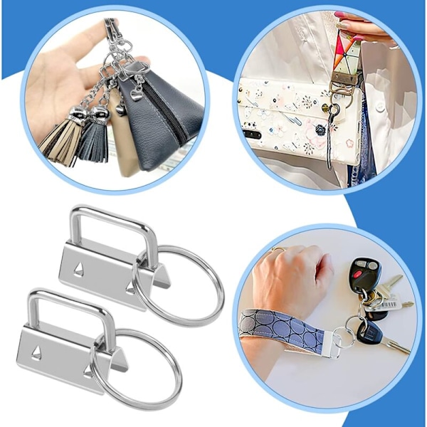45 stk Materiale nøkkelring, Metall DIY stropp hale klipp med ring, Nøkkelholder tang Armbånd Laniere for håndlagde vesker (sølv)