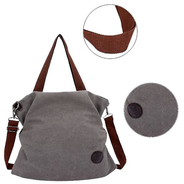 Canvas Messenger Bag Axelväska, Grå Fritid Mode Konstnärlig Canvas Väska