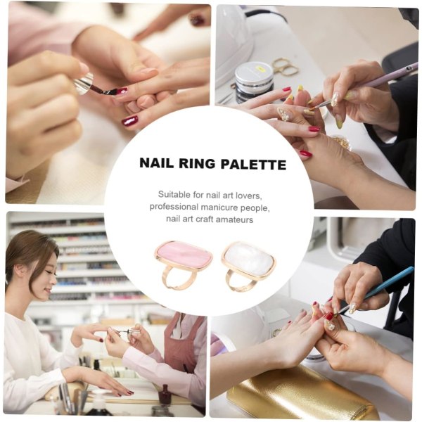 Rosa 3*3cm 2 stk Skjell Ring Palett Negle Palett Neglekunst Maling Mini Neglelakk Marmor Neglelakk Palett Neglelakk Brett Fargepaletter