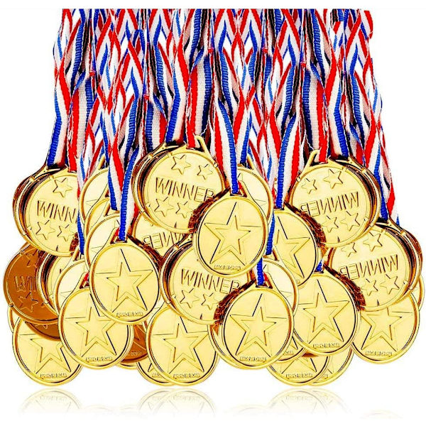 Medaljer, 24 stk. gullmedaljer for barn, fest, barn, belønning