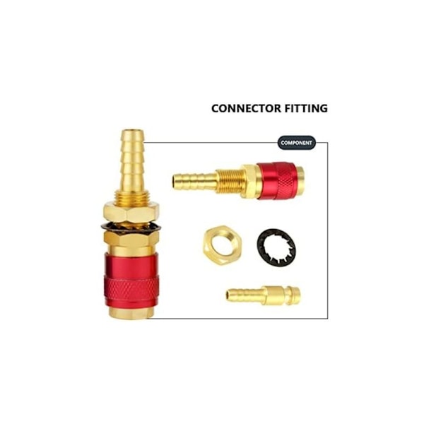 Snabbkopplingar, 2st 8mm gas- och vatten snabbkoppling Snabbanslutning syre TIG-koppling plug-in vattenkylare för MIG TIG-svetspistol
