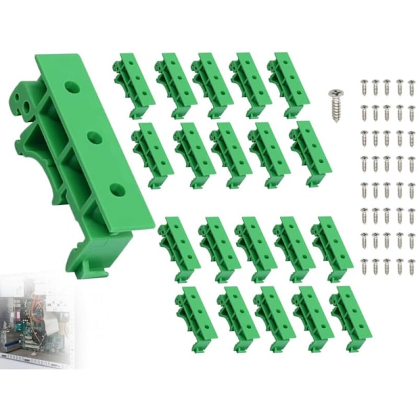20 stycken (10 set) Adapterkit för DIN-skena, monteringsstöd för tryckt kretskort, monteringsadapter på PCB DIN-skena, monteringsstödklämma med 40 skruvar