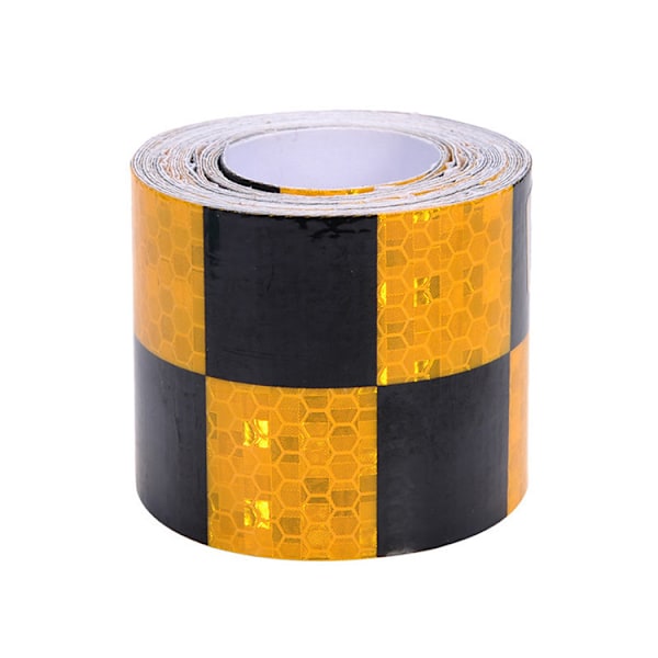 Checkered two-color reflective strip, reflective self-adhesive warning tape, black+yellow checkered