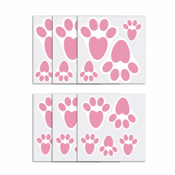 12 ark Pink Hare Paw Print Footprint Stickers