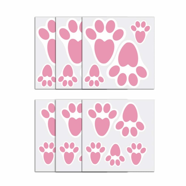 12 ark Rosa Hare Paw Print Footprint Stickers