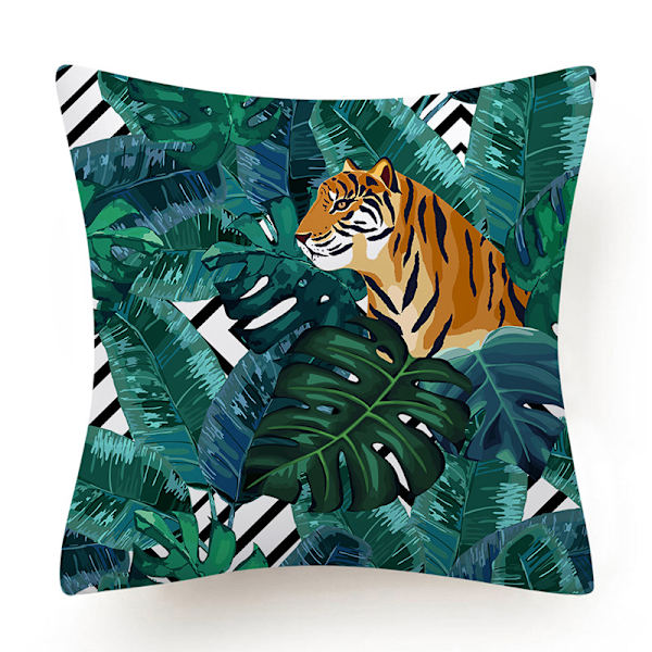 Tyynynpäällinen Viidakko Trooppinen Lehti 4 Kpl Koristetyynynpäälliset Villieläin Tiikeri E Leopardi Vihreät Lehdet 45x45 cm Koristetyynyliina