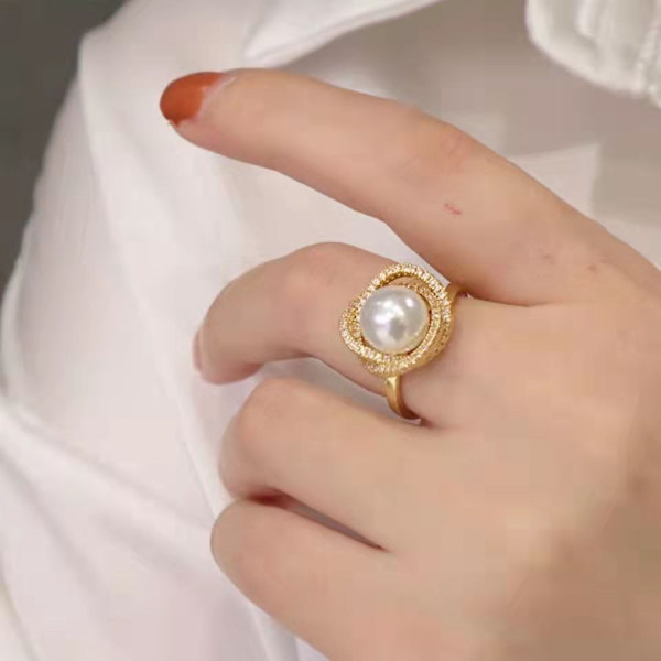 Koreansk version naturlig perle halskæde kraveben titanium stål øreringe ring halskæde sæt af tre