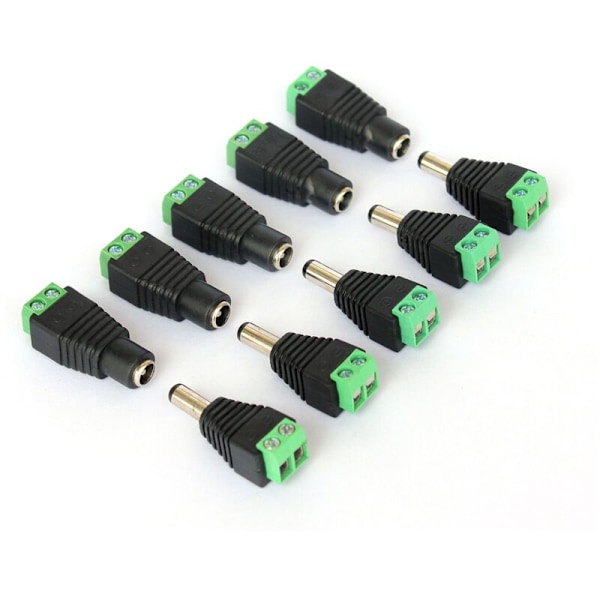 10 kpl Uros/naarasliitin videovalvontakameraan 2.1 x 5.5 mm