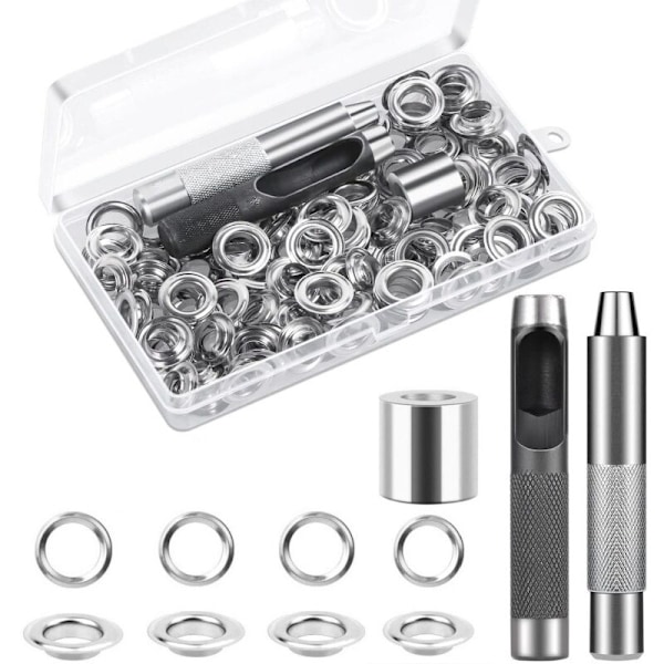 Purjerenkaan asennussarja, 120 purjerengasta, pressun purjerenkaat, niittisarja, kankaalle pressun korjausteltta hopea 12 mm (sisähalkaisija)