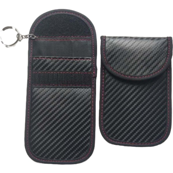 Bilnyckelväska i kolfiber (svart) bilnyckelsignalskärmande väska nyckel