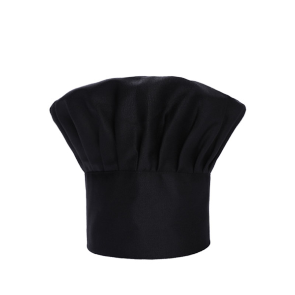 Unisex poly-puuvilla kokin hattu säädettävällä joustavalla nauhalla miehille, naisille, ruoanlaittoon, valkoinen, 30mm, 1kpl, musta.