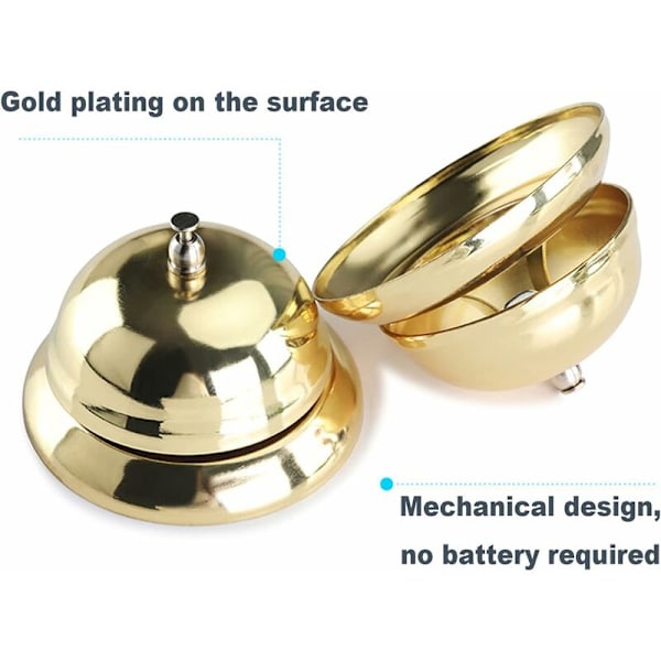 Metallbordsringning Bordsringning Rund Serviceklocka Diskantklocka Samtalsklocka, 8,5 cm diameter, Metallserviceklocka för kök, restaurang, bar, 1 st set (gyllene