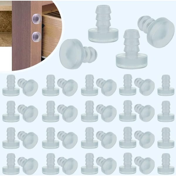40 stk. glassbordbuffer med stang, transparente gummitenger, avstandsstykker for utebord, for 3/16 tommers hull (5 mm)