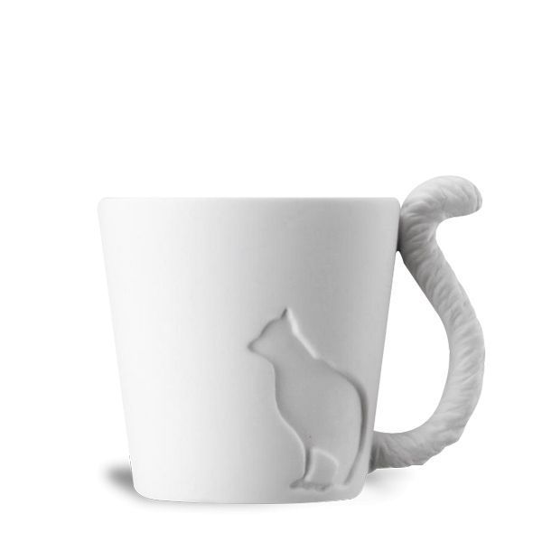 Cat Ceramic Mug With Animal Tail Handle