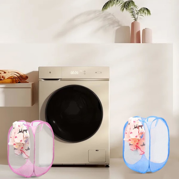2-delt vasketøjshæmmersæt, sammenfoldelig åndbar mesh-vaskehamp