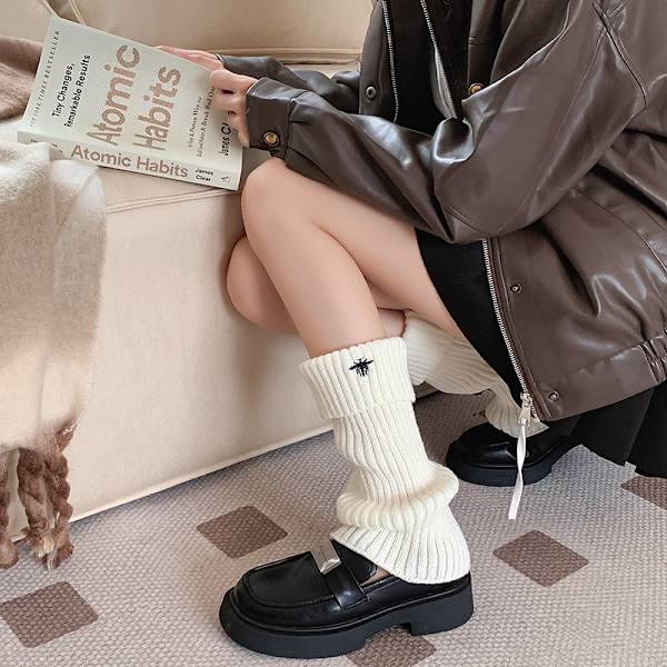 Preppy bie-broderte trykte leggvarmere