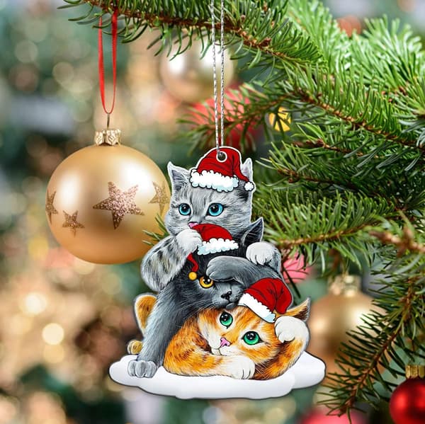 Kat Halloween-pynt, sød kat jul, julepynt, juletræophæng, trætop-pynt (3 søde katte, 1)
