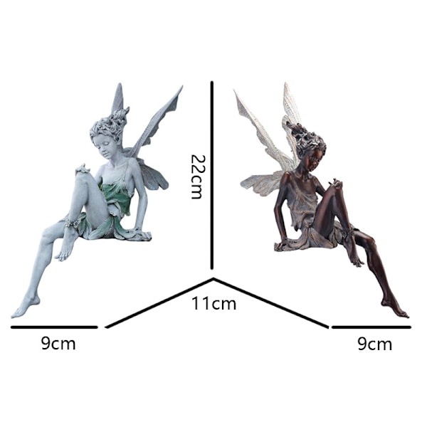 Rød havefigur siddende magisk fe, Tudor og Turek siddende harpiks havefigur 91222cm