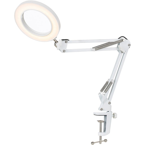 Fleksibel bordlampe med klype og svingarm med variabel intensitet, 3 fargemoduser og 10 lysstyrkenivåer, for lesing, arbeid, studier
