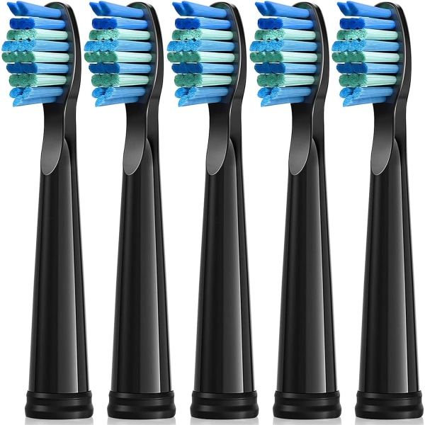 Replacement Brush Heads (Black Brush Head) 5pc Fit For Fairywill D7/D8/FW507/FW508/FW551/FW2011/FW917/FW959/FW515/Seago SG E9 Electric Toothbrush So