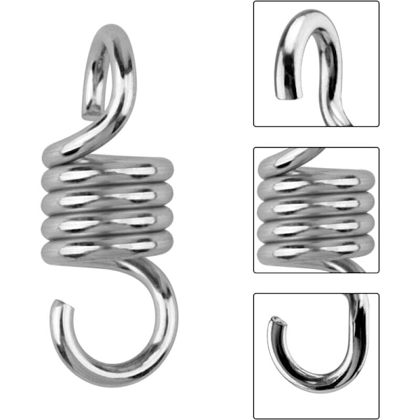 Parti med 2 fjedre med galvaniseret stål hængekøje, hængekøje, sandsæk, hængestol, fjeder, have, hængekøjer, tilbehør, fjeder, maksimal belastning 500 kg