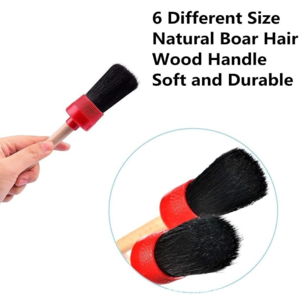 11-piece car detailing brush set for cleaning interior, exterior, leather, includes 6-piece car detailing brushes