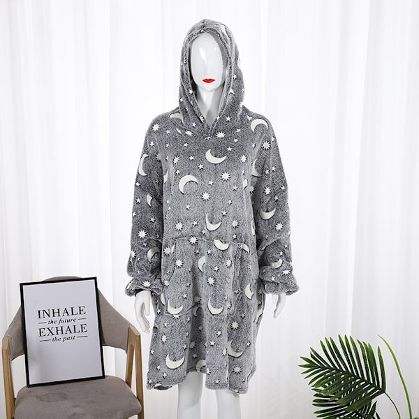 Varm og kald oversized hettegenser (grå lysende)