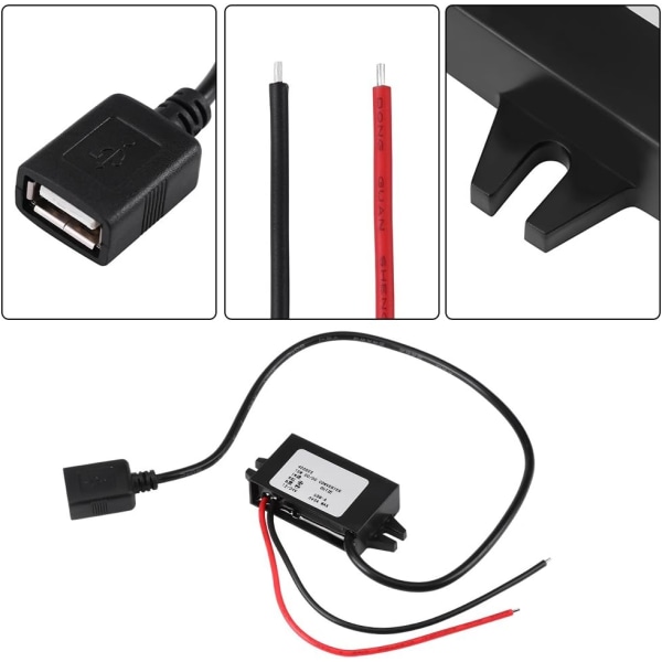 DC-DC 12V/24V til USB 5V 3A Trin Ned Adapter Konverter Vandtæt