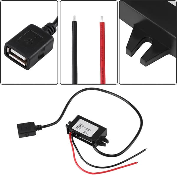 DC-DC 12V/24V til USB 5V 3A Trinn Ned Adapter Konverter Vanntett