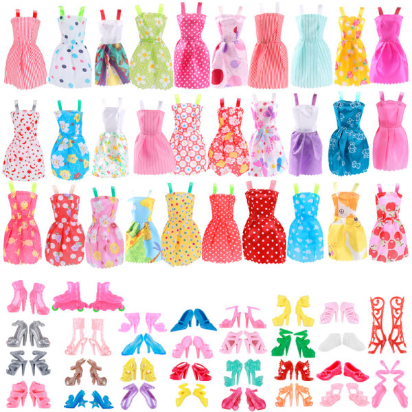 Kläder till Barbie, 30 st kläder Barbie-docka Inkluderar 30 cm 11 tum Barbon kläder skor ersättningstillbehör husleksaker födelsedagspresenter till flickor