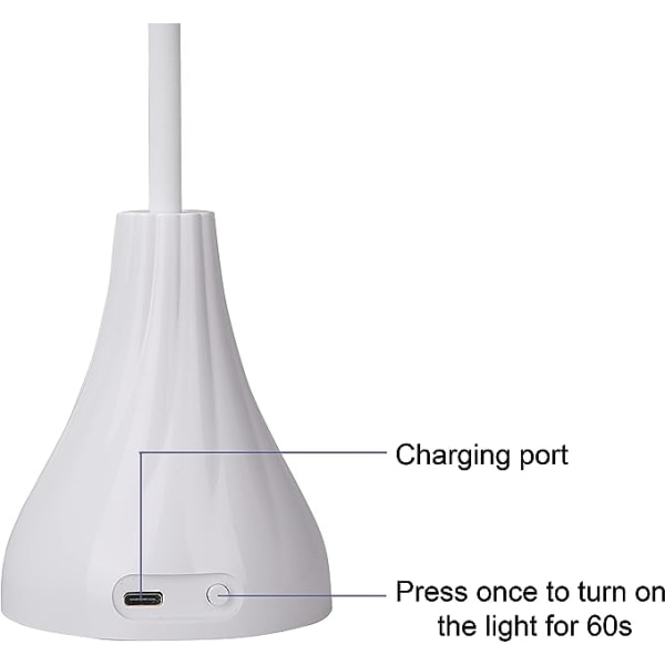 Kannettava minikynsienkuivain, 16 W langaton ladattava LED-UV-kynsilamppu kovetettava kynsilamppu USB-kaapelilla (valkoinen)