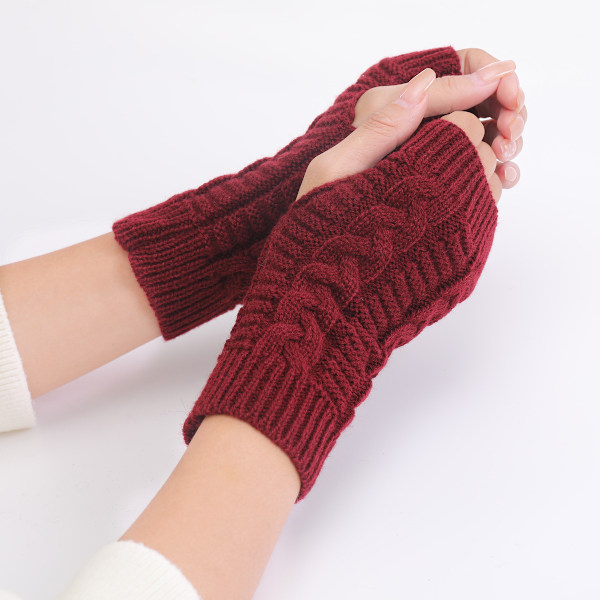 Twist fashion hansker høst og vinter strikket ull varme halvfingerløse hansker for menn og kvinner