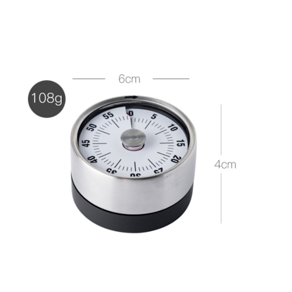 Magnetisk visuel køkkentimer - 60 minutters mekanisk nedtællingstimer med høj alarm til børn og voksne bagning madlavning grill klasseværelse (sort)