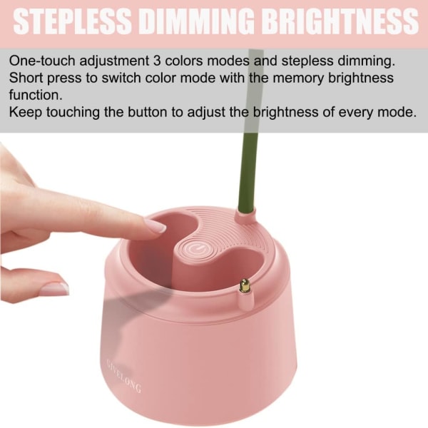 Børns LED-skrivebordslampe (Pink), USB-genopladelig blomstfugl-bordlampe, læselampe med justerbart lys og berøringssensor, soveværelsesdekoration