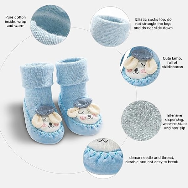 Babyflicka/pojke Halksäkra Strumpor 2 Par Vinter Varma Tofflor Strumpor 6-12 Månader Unisex